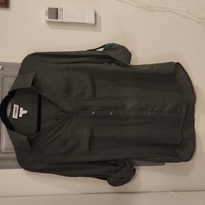 Grey Express Portofino Long Sleeve Button Down Blouse Size Medium